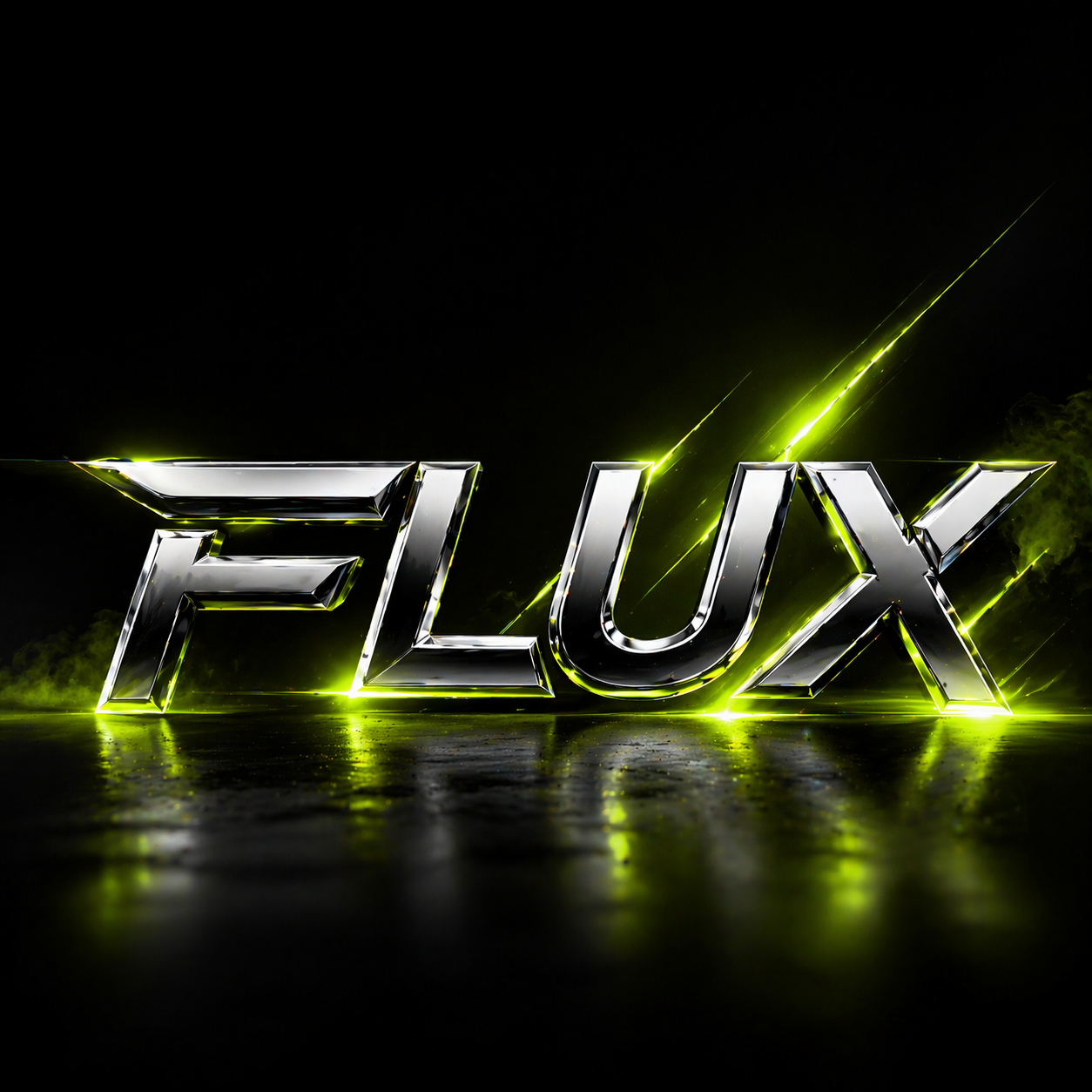 Дизайн логотипа "FLUX", металлический текст