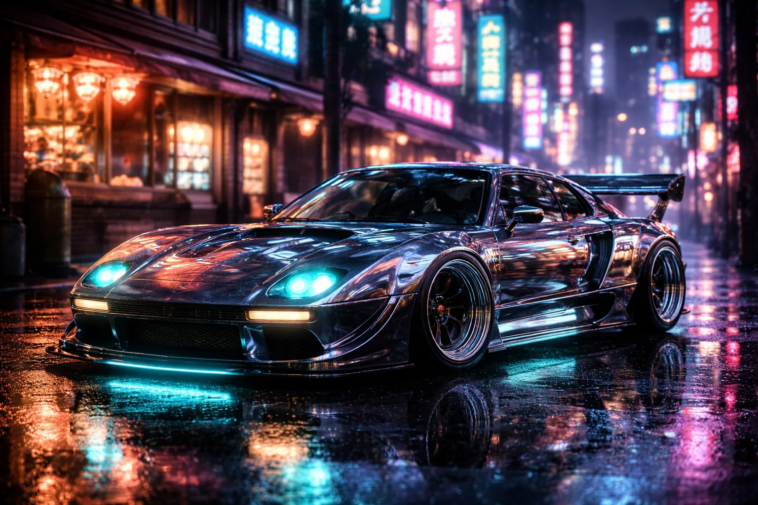 Retro car at sunset — GPT Image