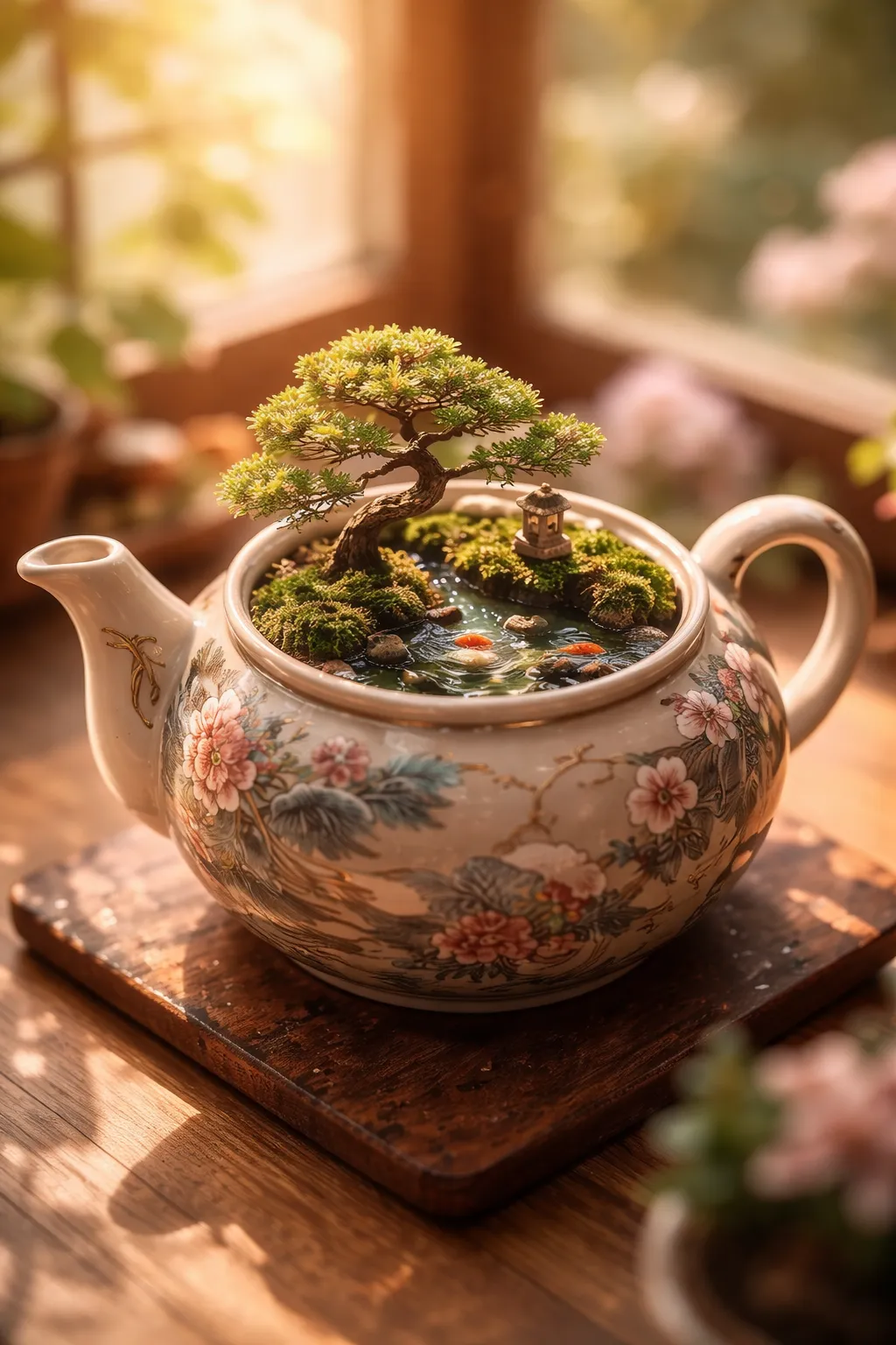 Teapot with cherry blossoms — GPT Image