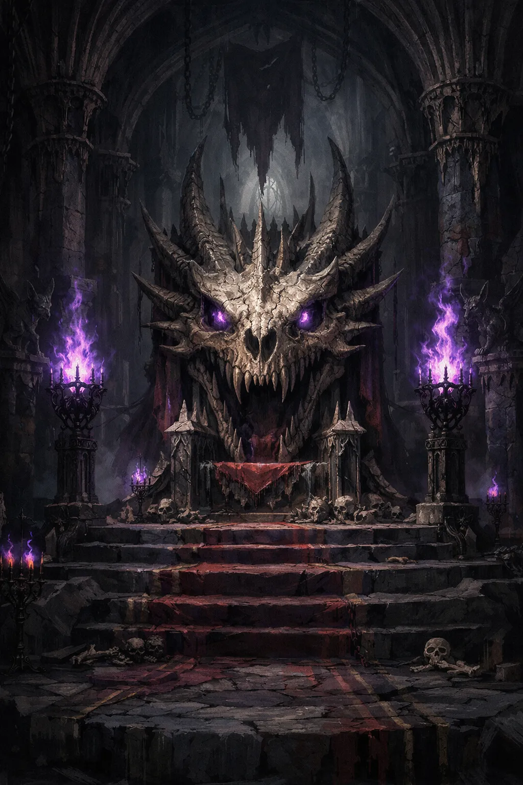Dragon skull throne — Grok Imagine
