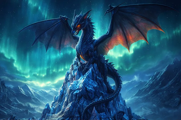 Ice dragon on a mountain — Stable Diffusion