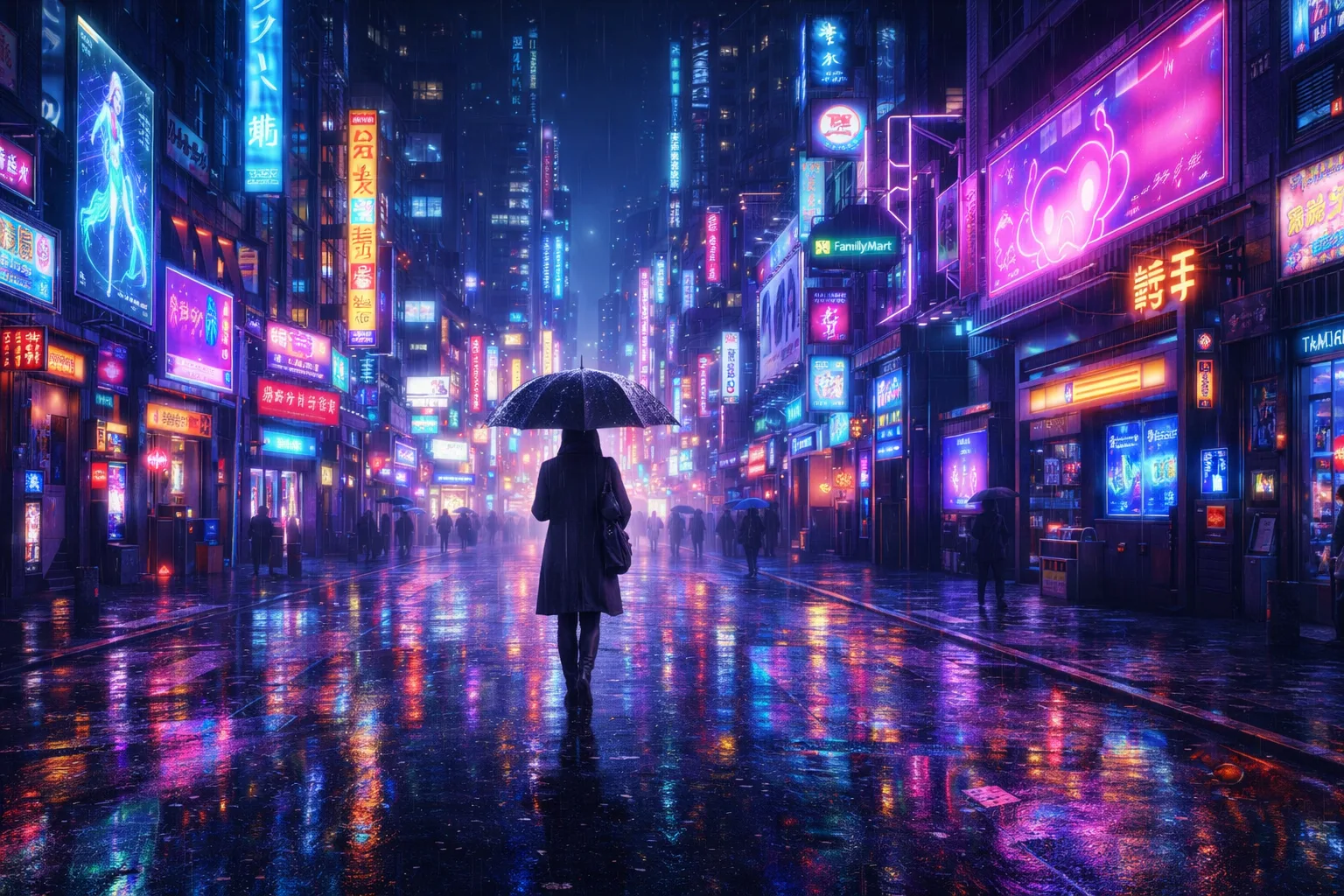 Cyberpunk city at night — Stable Diffusion