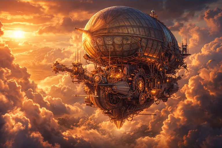 Steampunk airship in the clouds — Stable Diffusion